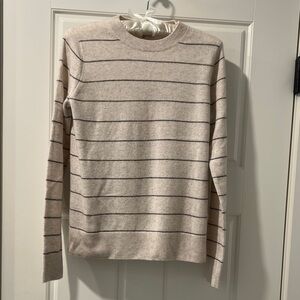 Vince 100% Cashmere Beige Striped Crewneck Sweater- Perfect for Fall 🍂 NWOT